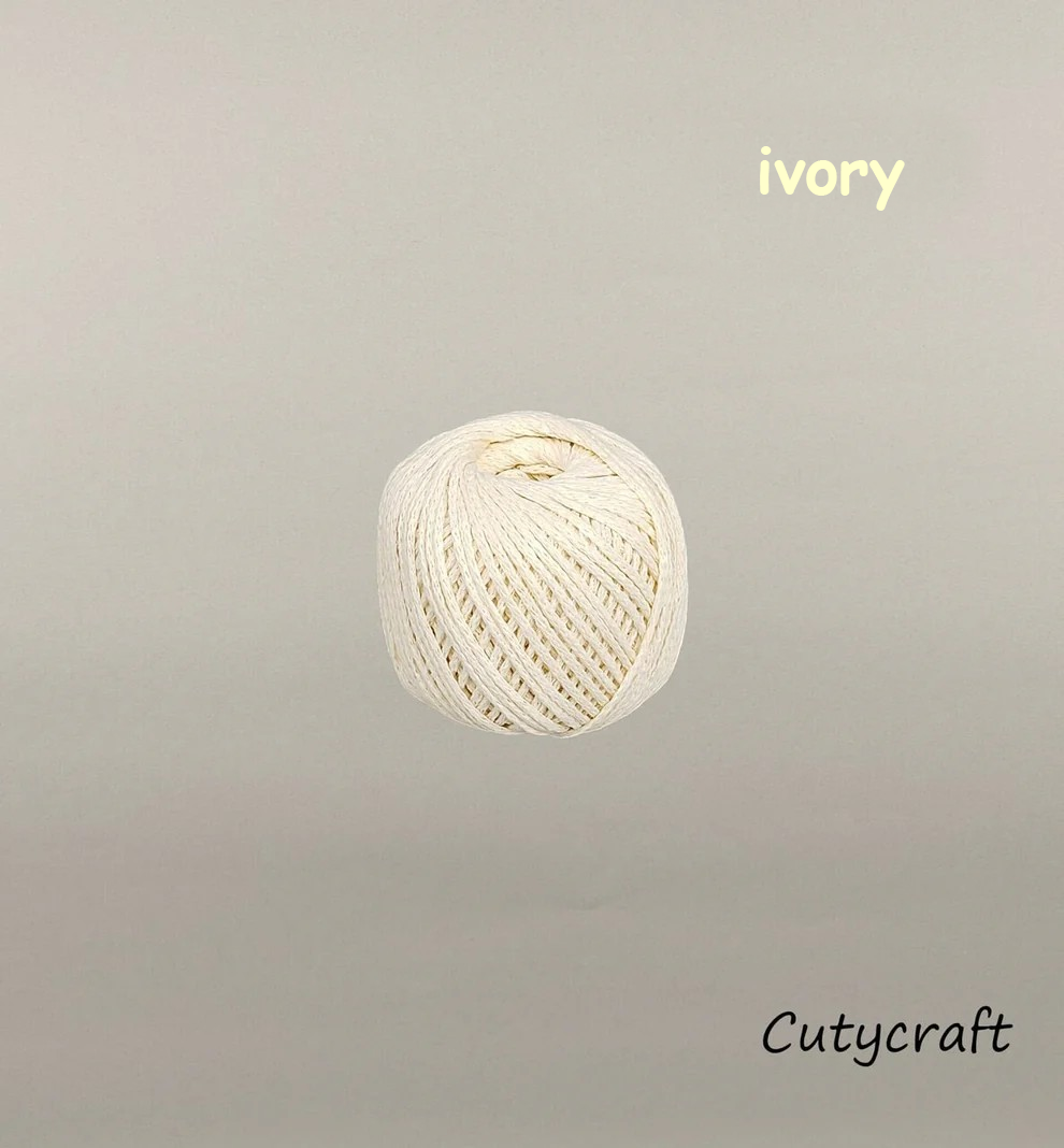 Cutycraft Quality Macrame Cord/2mm Ring-Spun Yarn/Handcrafted Crocheted Hats and Beach Bags/Totes