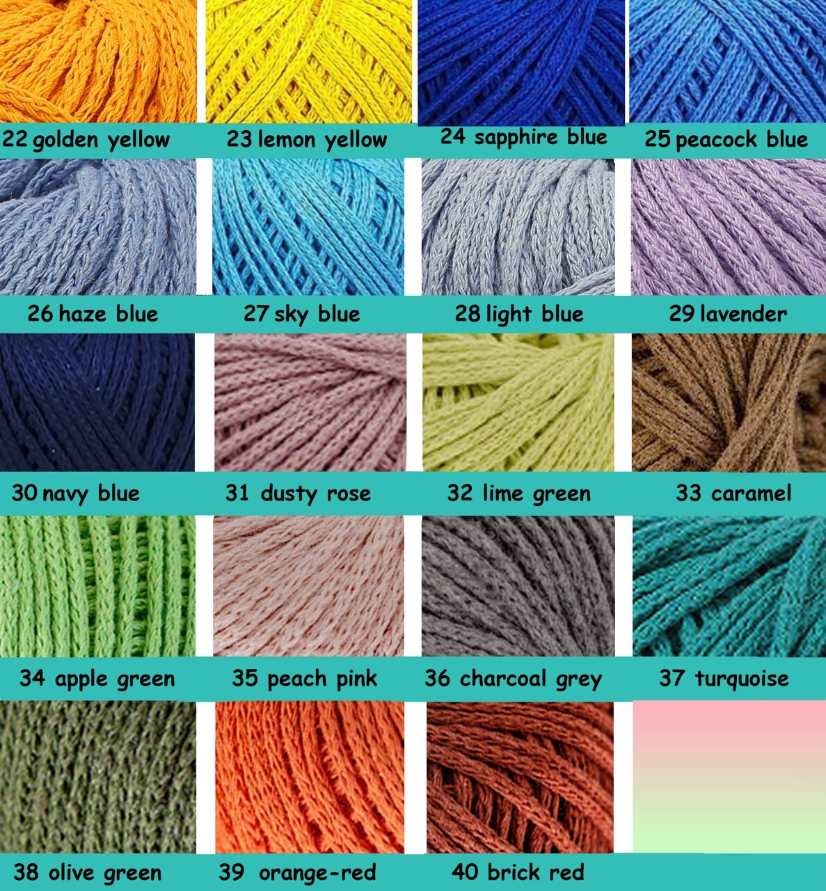 Cutycraft Quality Macrame Cord/2mm Ring-Spun Yarn/Handcrafted Crocheted Hats and Beach Bags/Totes