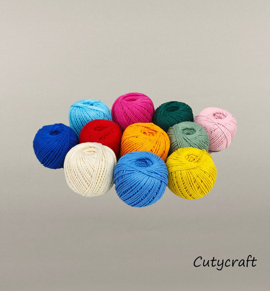 Cutycraft Quality Macrame Cord/2mm Ring-Spun Yarn/Handcrafted Crocheted Hats and Beach Bags/Totes