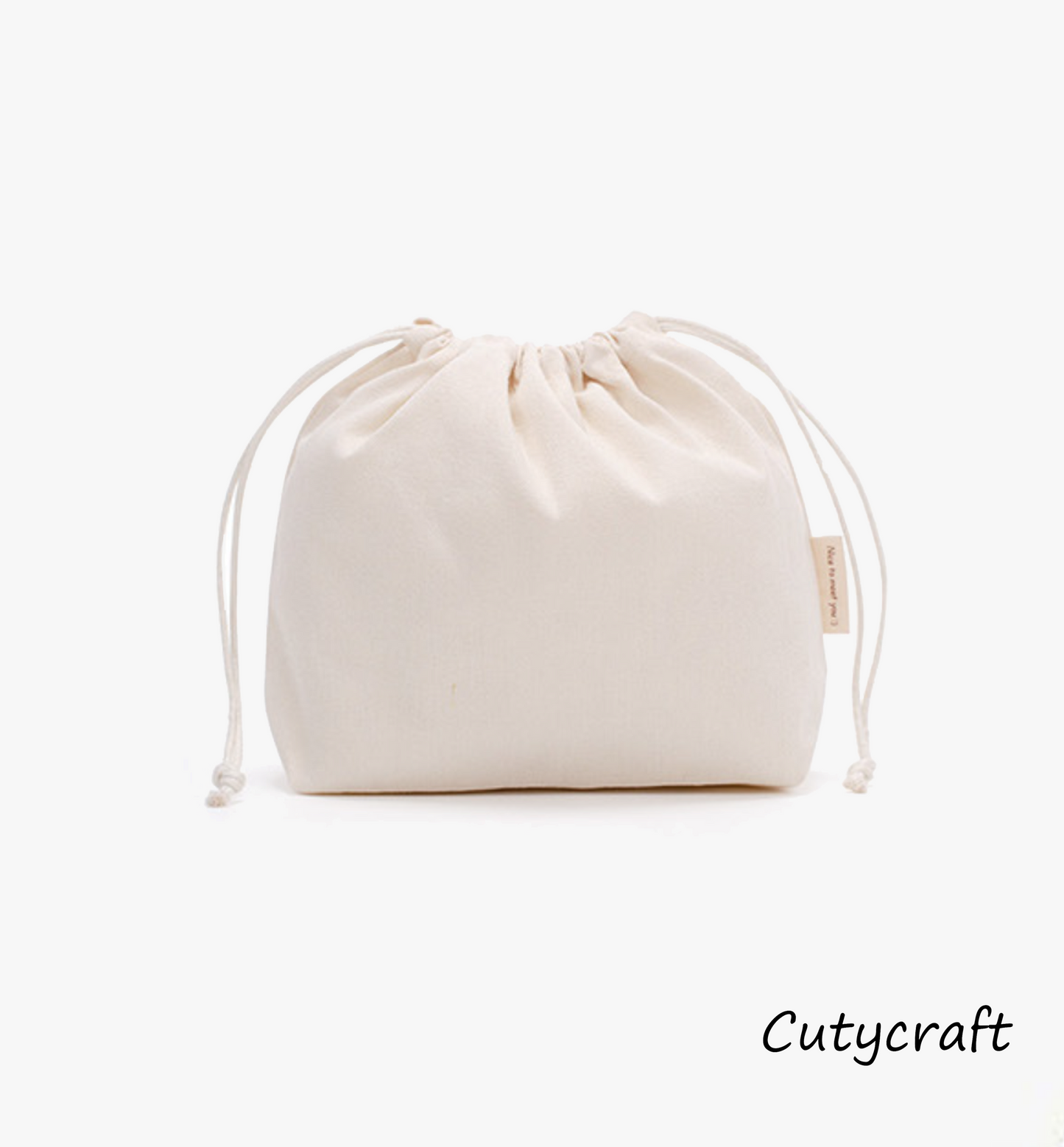 Solid Color Blank Canvas Drawstring Pouch Portable Makeup Bag