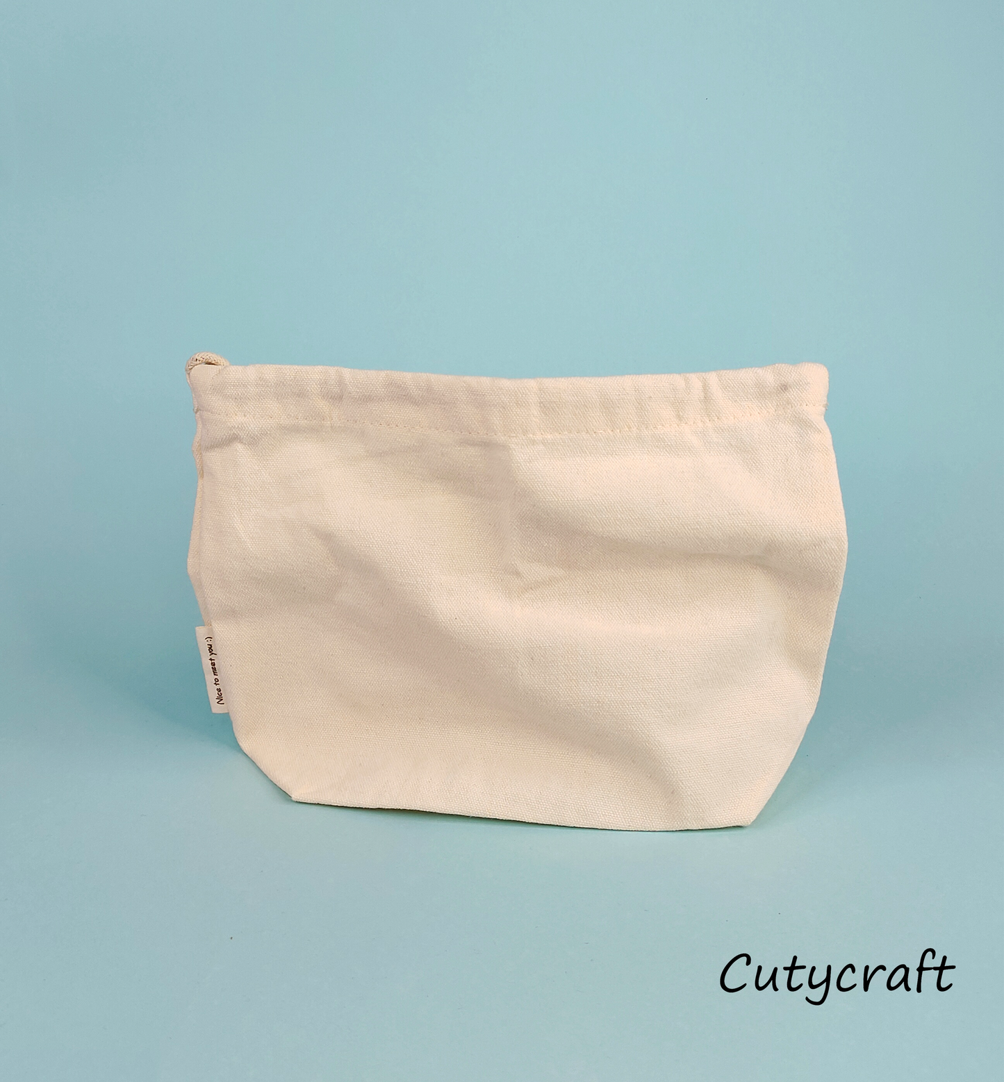 Solid Color Blank Canvas Drawstring Pouch Portable Makeup Bag