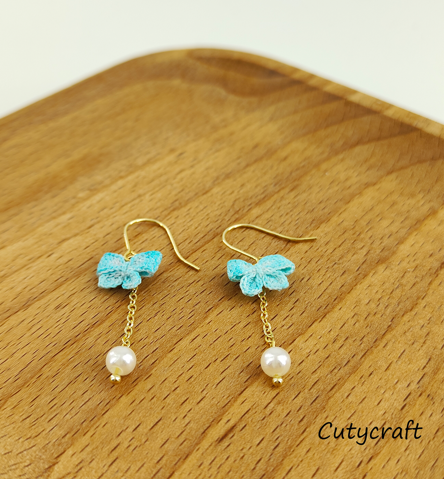 Blue Butterfly Bow Earrings