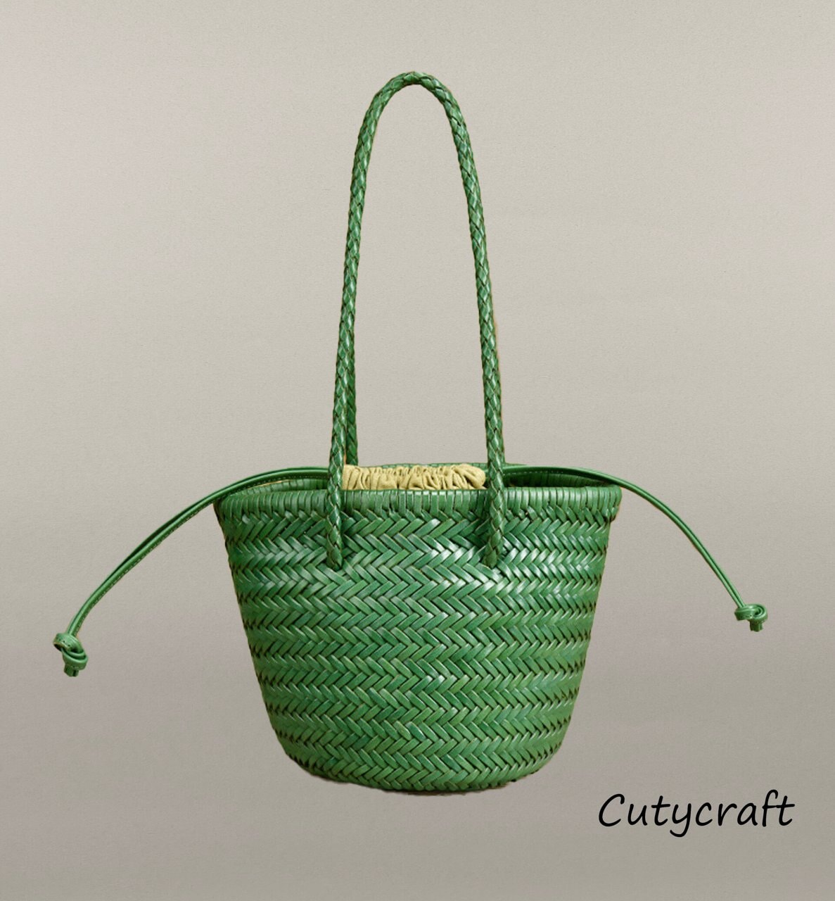 Rustic Leather Woven Tote