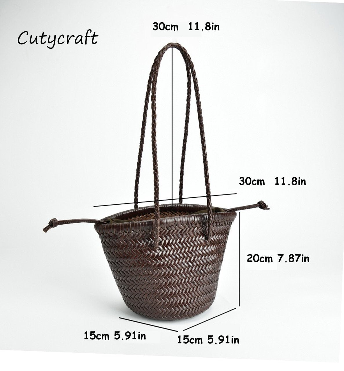 Rustic Leather Woven Tote