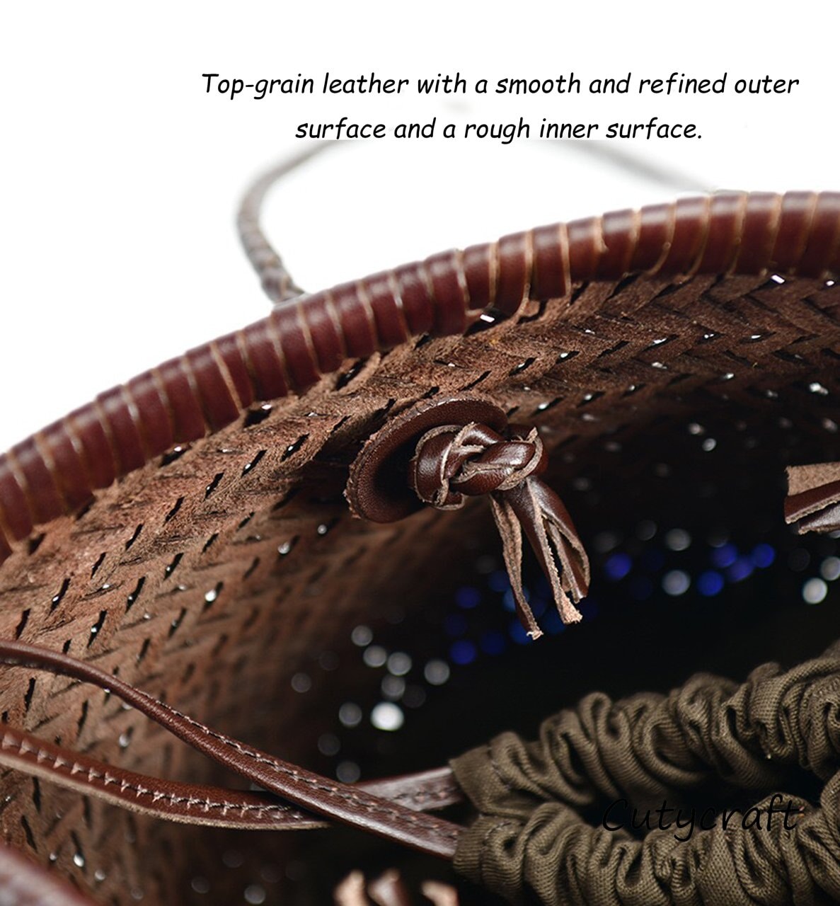 Rustic Leather Woven Tote