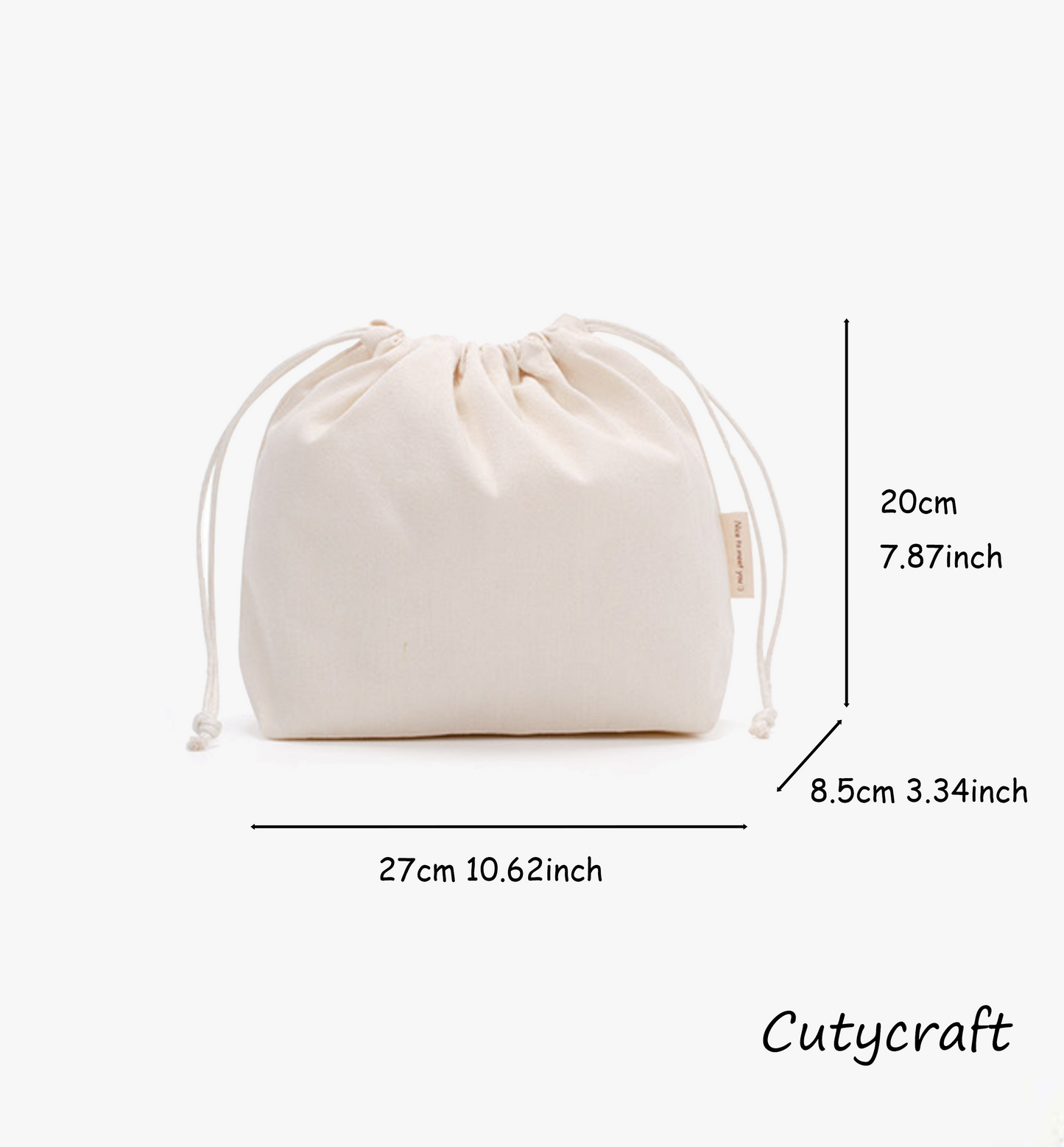 Solid Color Blank Canvas Drawstring Pouch Portable Makeup Bag