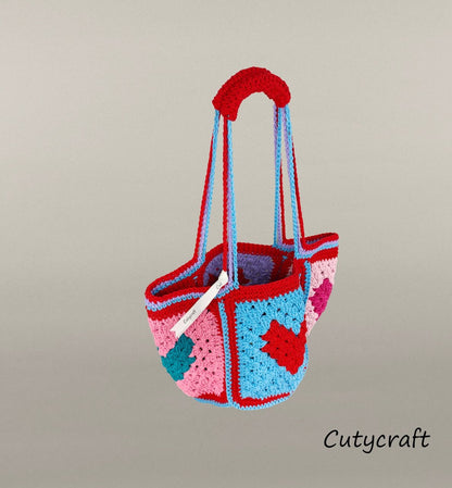 Colorful Handcrafted Heart Tote