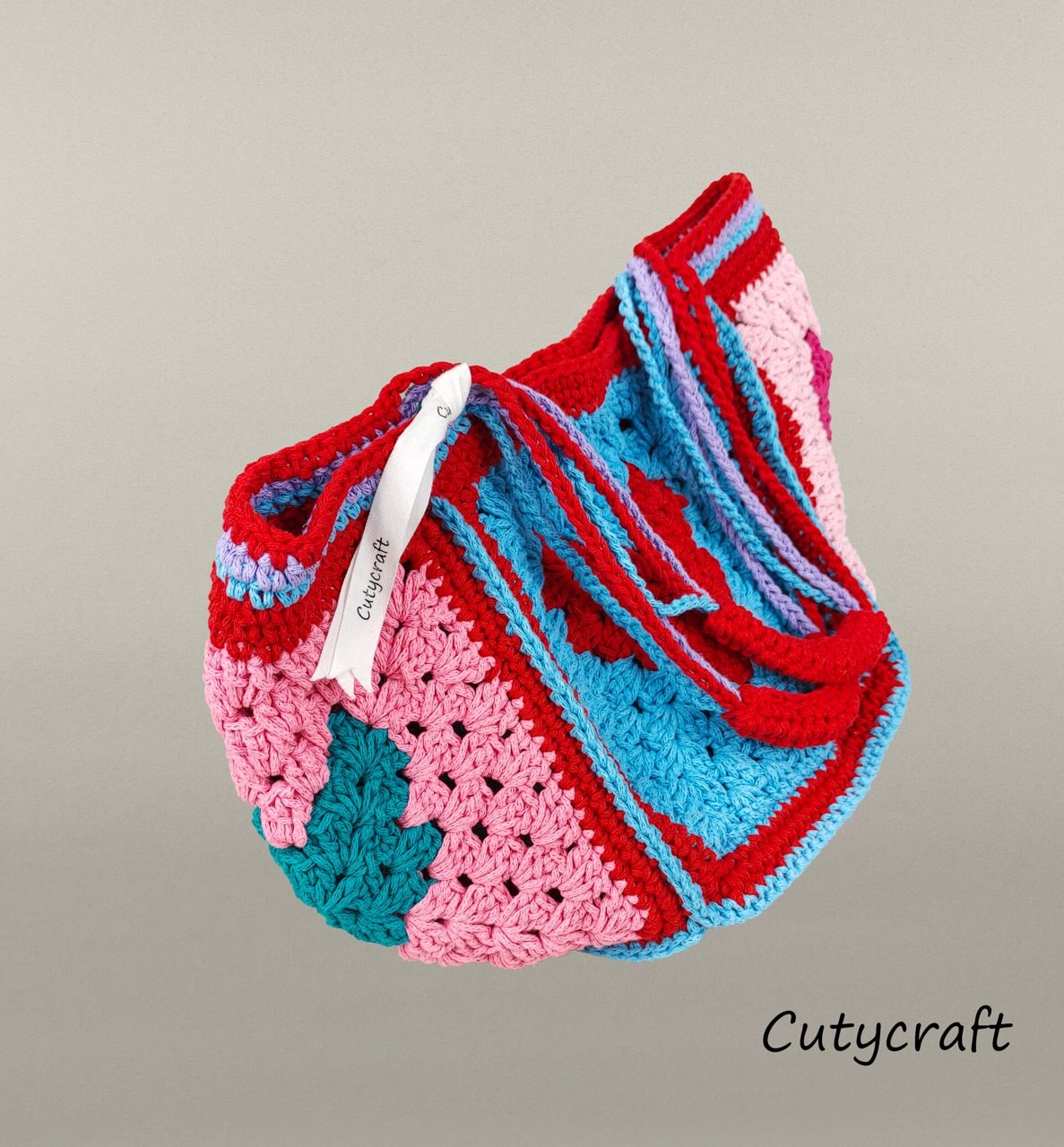 Colorful Handcrafted Heart Tote