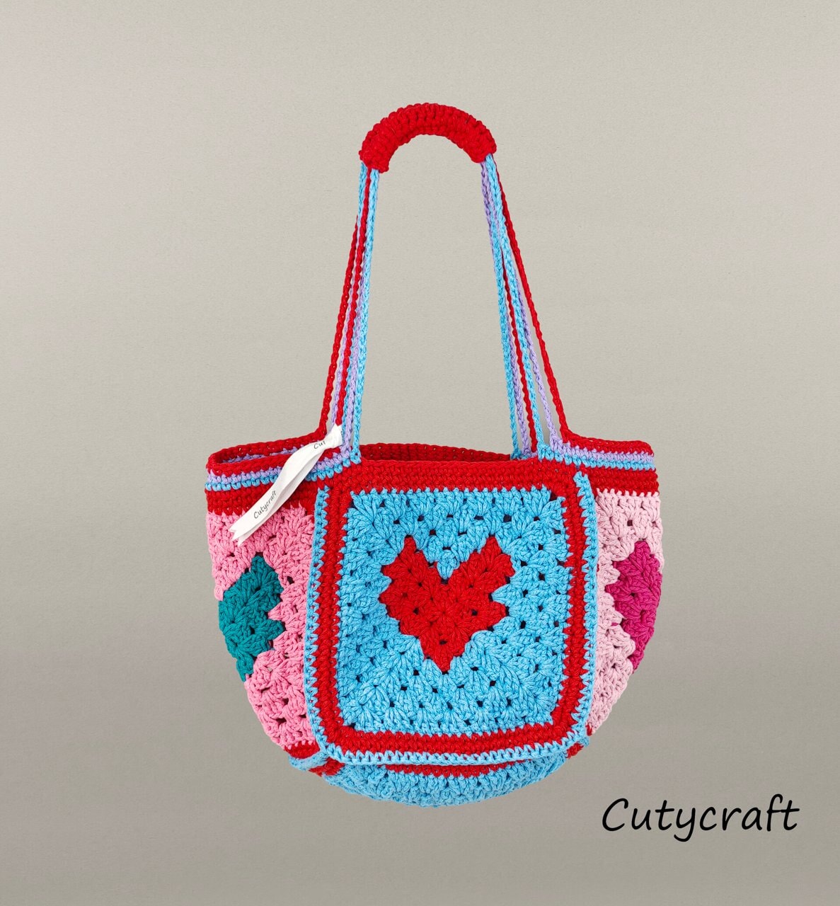 Colorful Handcrafted Heart Tote – cutycraft