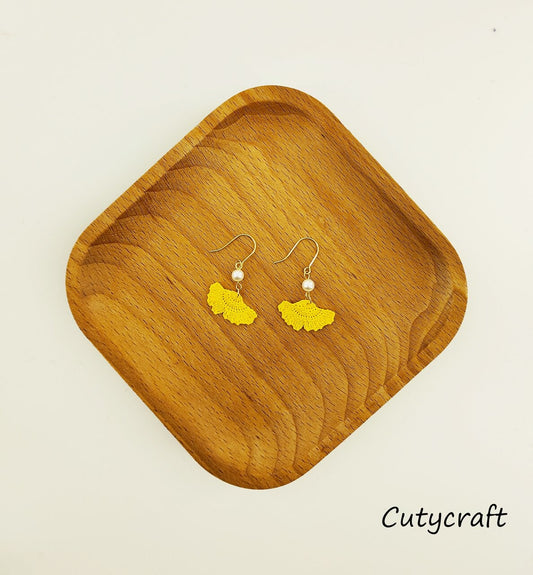 Ginkgo Leaf Earrings-handmade micro hook Earrings-holidaygift-Goodlooking-cutycraft