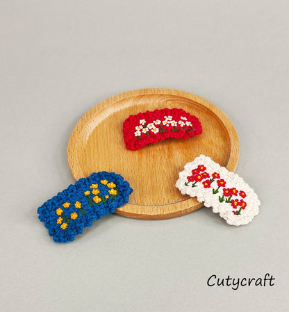 Retro Hand Embroidered Floral Hair Clip