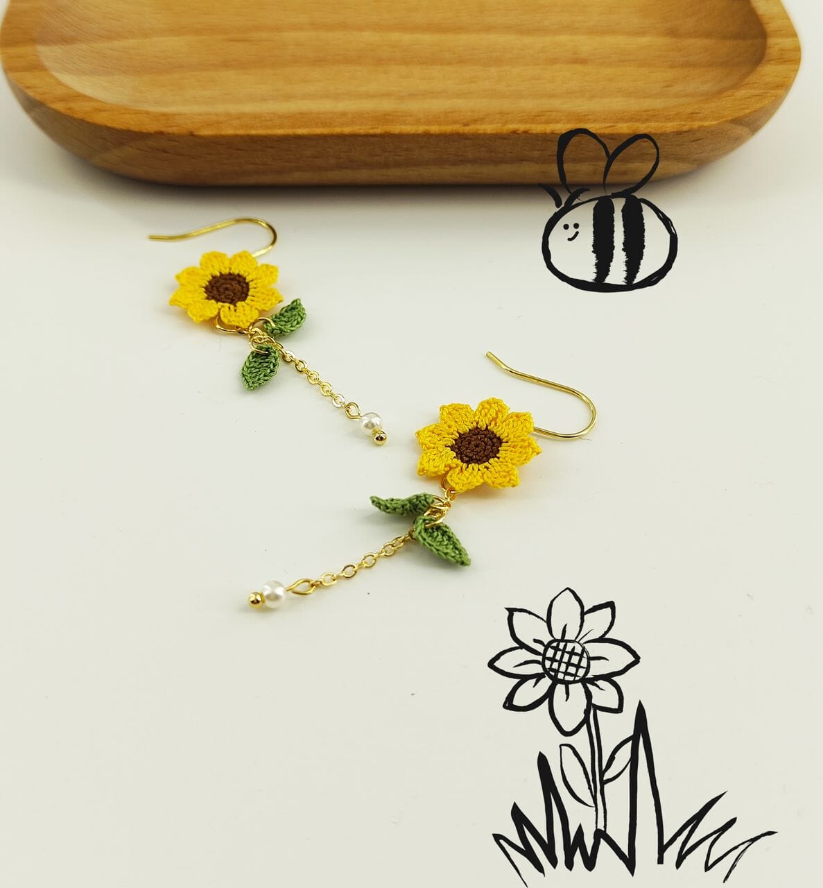 Sunflower-handmade micro hook Earrings-holidaygift-Goodlooking-cutycraft